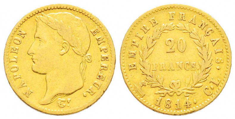 Département de Gênes 1805-1814    
20 Francs, Genova, 1814 CL, AU 6.42 g.      ...