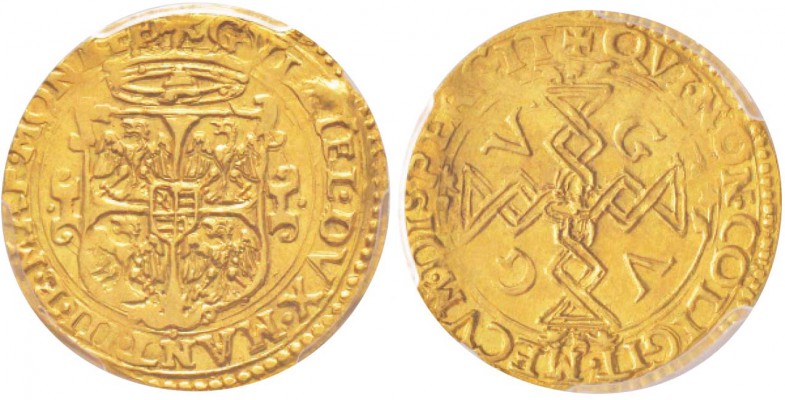Casale, Guglielmo Gonzaga 1566-1587
Scudo d'oro, Casale, AU 3.3 g.
Avers : GVL...