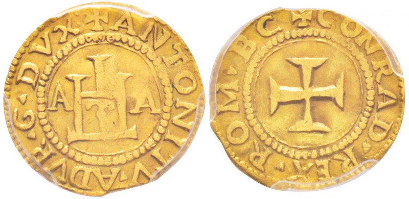 Genova, Antoniotto Adorno Doge XXXV 1522-1527
Mezzo Ducato, AU 1.7g.
Avers : A...
