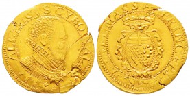 Genova, Massa di Lunigiana, Alberico I Cybo Malaspina 1559-1568
Quadrupla (o 2 Doppie), 1588, AU 13 g.
Avers : ALBERICVS CYBO MALAS
Revers : S R I ...