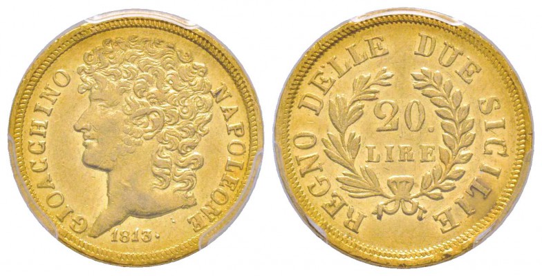 Napoli, Gioacchino Napoleone 1805-1815
20 Lire, 1813, rami corti, AU 6.45 g.
R...
