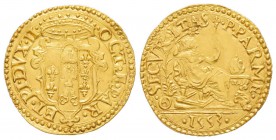 Parma, Ottavio Farnese 1547-1586 
Scudo d'oro 1553 , AU 3.3 g.
Avers : OCT F PAR ET PI DVX II
Revers : SECVRITAS P PARME
Ref : CNI 13/16, MIR 924/...