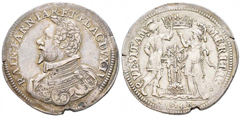 Parme, Ranuccio I Farnese 1592-1622
Ducatone, 1614, AG 31.66 g.
Avers : RAIN F...