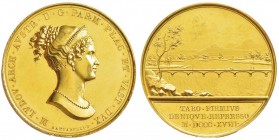 Italy, Parma, Maria Luigia 1815-1847     
Médaille en or, 1818, par SANTARELLI.F., Construction du pont sur le Taro, AU 41.3 g. 41 mm
Avers : M.LVDO...