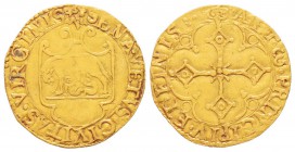 Siena, République 1180-1555
Scudo d'oro del sole, AU 3.30 g.
Avers : SENA VETVS CIVITAS VIRGINIS. Ecu  à l'intérieur le loupa à gauche avec la tête ...