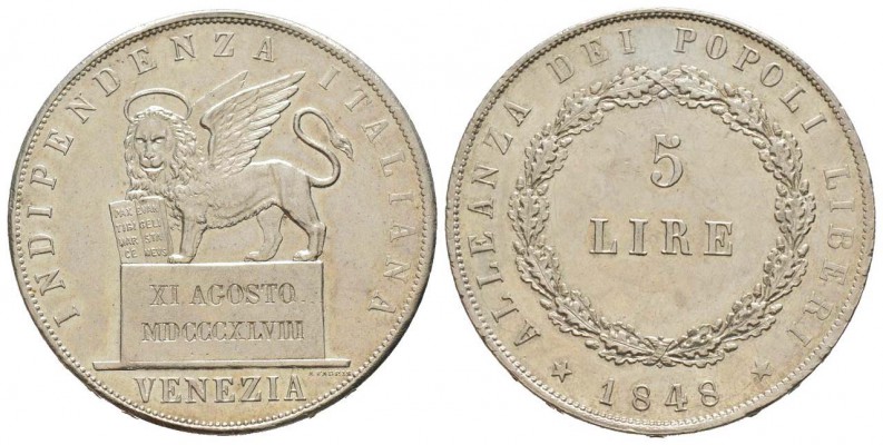 Venezia, Governo Provvisorio di Venezia, 1848-49
5 Lire, 1848, type 11 Agosto, ...