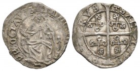 Innocenzo VIII 1484-1492
Mezzo Carlino, Avignone, non daté, AG 1.26 g.
Avers : INNOCENCIUS PP OCTAVVS
Revers : SANCTVS PETRVS
Ref : Munt. 25, Berm...