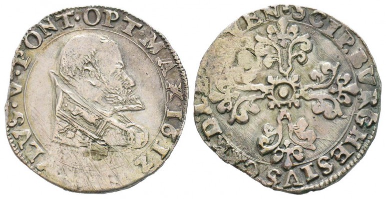 Paulus V 1605-1621, Mezzo Franco, Avignone, 1612, AG 6.76 g.
Avers : PAVLVS V P...