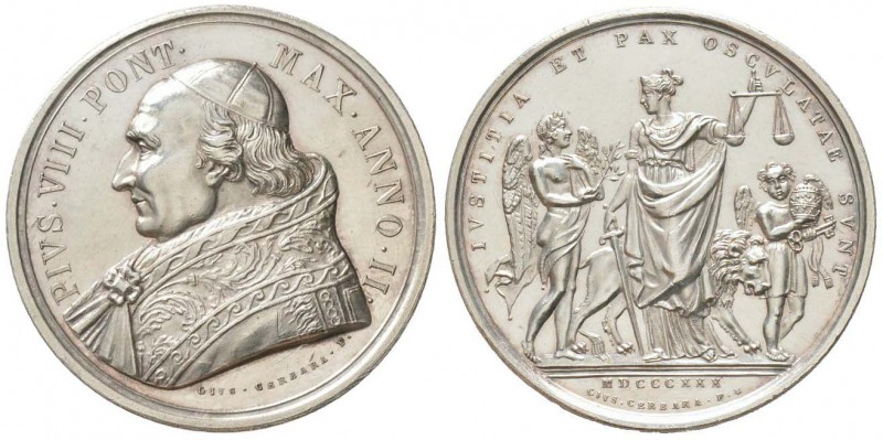 Pius VIII 1829-1830
Médaille, 1830, par Cerbara AG 32 g. 44mm
Avers : PIVS VII...