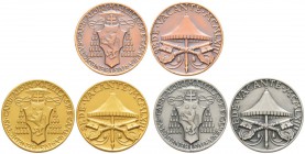 Sede vacante 1963               
Série de 3 médailles, 1963, Roma, AU 30.28 g 750‰, AG 27.58 g., AE 24.13 g., 38mm  
Avers : BENEDICTVS CARD ALOISI ...