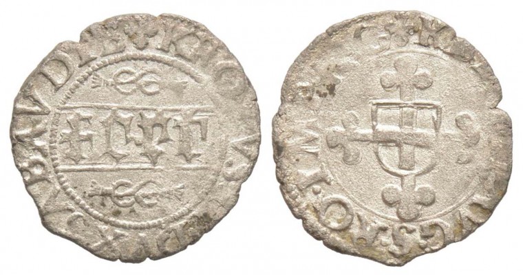 Savoie,  Carlo II 1504-1553
Quarto, V Type, Nizza, non daté, Billon 1.07 g.
Av...