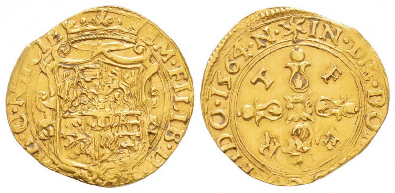 Emanuele Filiberto 1553-1580
Scudo d'oro, Nizza, 1564, AU 2.91 g.
Avers : EM F...