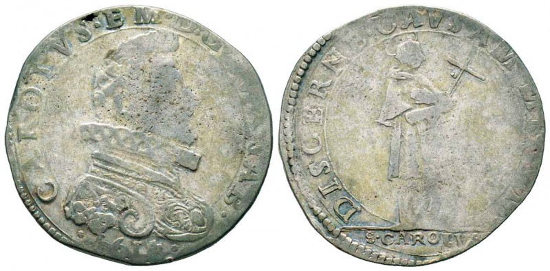 Emanuele Filiberto 1553-1580
9 fiorini, Ve type, Torino, 1614, AG 22.83 g. 
Av...