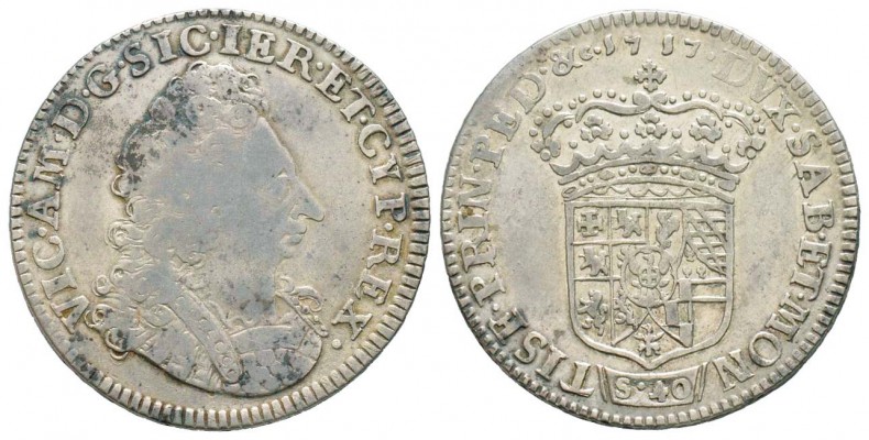 Vittorio Amedeo II - Roi de Sicile 1713-1720
2 lire, IIe type, Torino, 1717, AG...