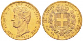 Carlo Alberto 1831-1849
100 lire, Genova, 1832 (P), AU 32.25 g.
Ref : MIR.1043a, Mont.02, Pag.134, Fr.1139, C#117.1
Conservation : PCGS AU55