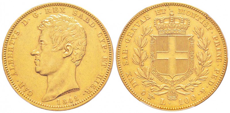 Carlo Alberto 1831-1849
100 lire, Torino, 1842 (P), AU 32.25 g.
Ref : MIR.1043...