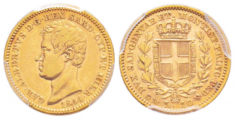 Carlo Alberto 1831-1849
10 lire, Genova, 1844 (P), AU 3.22g.
Ref : MIR.1046d (...