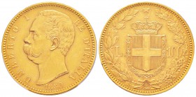 Umberto I 1878-1900 
100 lire, Rome, 1880 R, AU 32.25 g.
Ref : MIR.1096a (R4), Mont.01, Pag.567, Fr.17, KM#22
Conservation : PCGS AU53 
Quantité :...