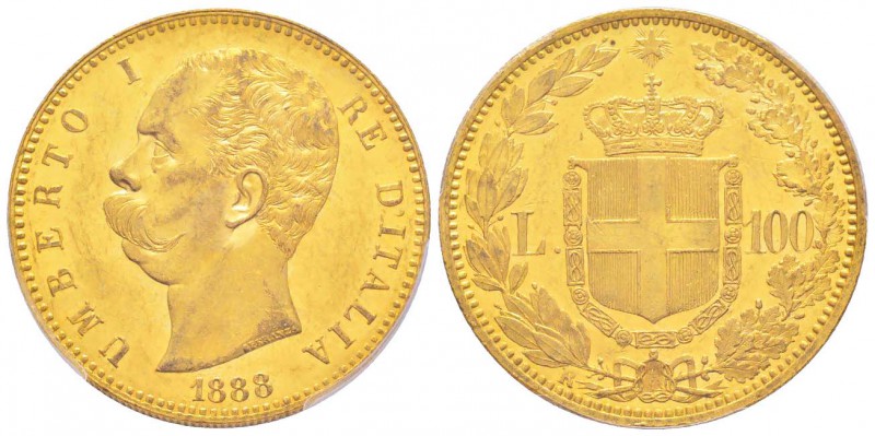 Umberto I 1878-1900 
100 lire, Rome, 1888 R, AU 32.25 g.
Ref : MIR.1096d (R2),...