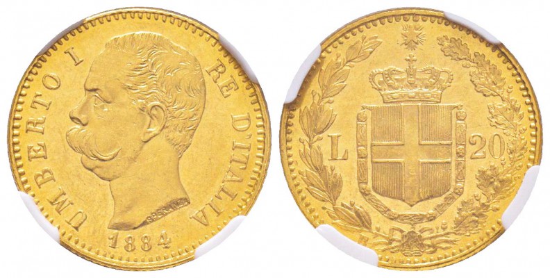 Umberto I 1878-1900 
20 lire, Roma, 1884 R, AU 6.45 g.               
Ref : MI...