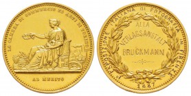 Umberto I 1878-1900 
Médaille en or, AU 12.34 g.  22 mm 
Avers : LA CAMERA DI COMMERCIO ED ARTI DI TORINO, à l'exergue AL MERITO
Revers : 1a ESPOSI...