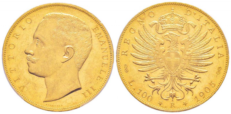 Vittorio Emanuele III 1900-1943
100 lire, Roma, 1905 R, AU 32.25 g.
Ref : MIR ...