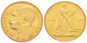 Vittorio Emanuele III 1900-1943
100 lire, Rome, 1912 R, AU 32.25 g.
Ref : MIR.1115b (R2), Mont.7, Pag.641, Fr.26, KM#50
Conservation : PCGS MS63+