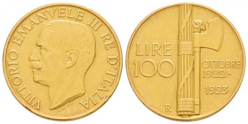 Vittorio Emanuele III 1900-1943
100 lire, Roma, 1923 R, AU 32.20 g.            ...