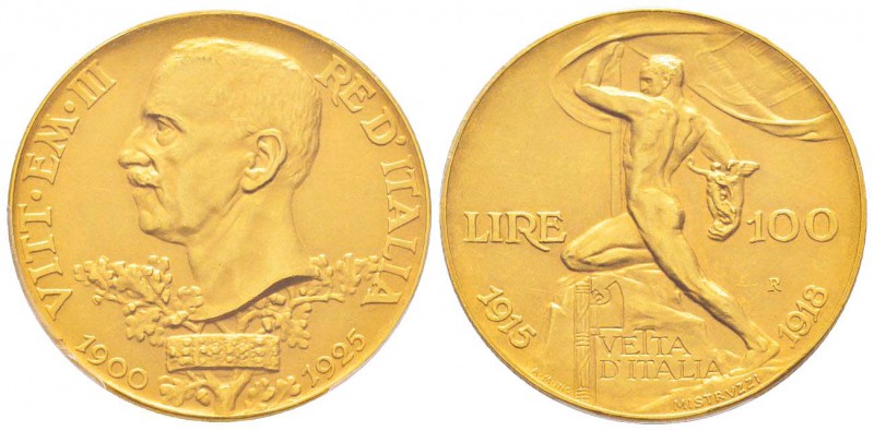 Vittorio Emanuele III 1900-1943
100 lire, Roma, 1925 R, AU 32.25 g.            ...