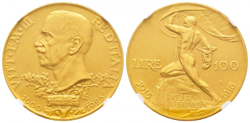 Vittorio Emanuele III 1900-1943
100 lire, Roma, 1925 R, AU 32.25 g.            ...