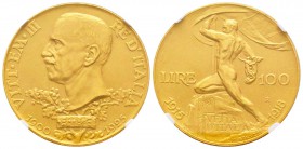 Vittorio Emanuele III 1900-1943
100 lire, Roma, 1925 R, AU 32.25 g.               
Ref : MIR.1117a (R), Mont.17, Pa g.645, Fr.32, KM#66             ...