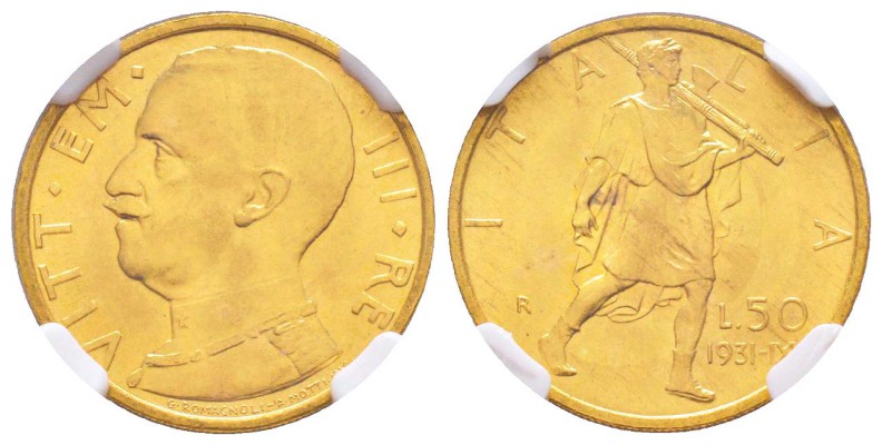 Vittorio Emanuele III 1900-1943
50 lire, Roma, AN IX, 1931 R, AU 4.4 g.        ...