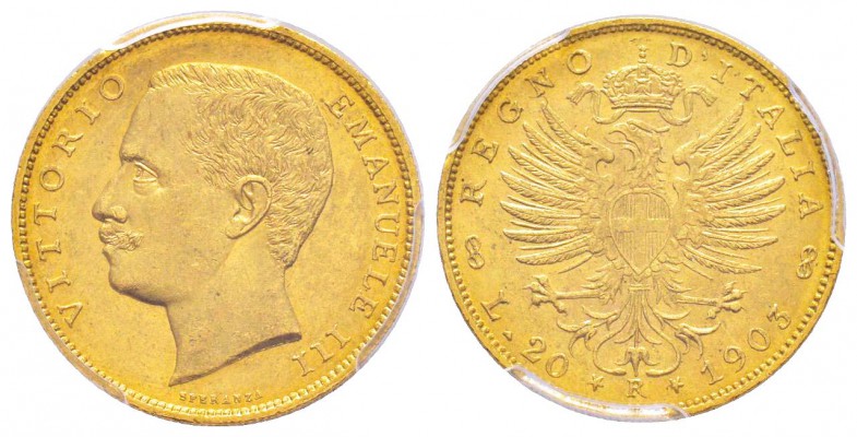 Vittorio Emanuele III 1900-1943
20 lire, Roma, 1903 R, AU 6.45 g.              ...