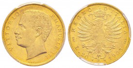 Vittorio Emanuele III 1900-1943
20 lire, Roma, 1903 R, AU 6.45 g.               
Ref : MIR.1125c (R2), Mont.46, Pa g.664, Fr.24, KM#37.1            ...