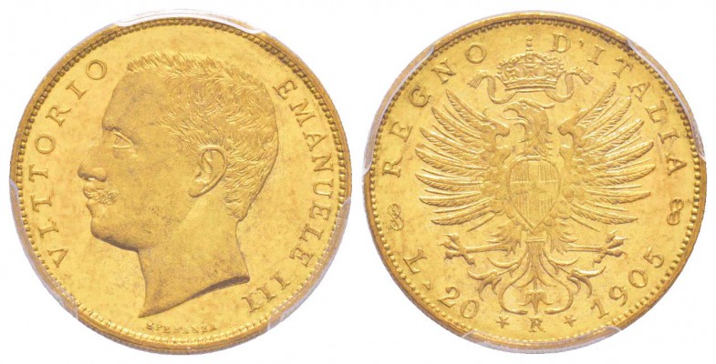 Vittorio Emanuele III 1900-1943
20 lire, Roma, 1905 R, AU 6.45 g.              ...