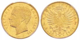Vittorio Emanuele III 1900-1943
20 lire, Roma, 1905 R, AU 6.45 g.               
Ref : MIR.1125d, Mont.46, Pa g.664, Fr.24, KM#37.1               
...
