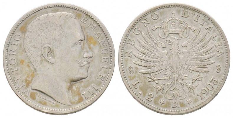 Vittorio Emanuele III 1900-1943
2 lire, Roma, 1903 R, AG 9.9 g.               ...