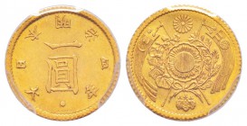 Japon
Meiji 
1 Yen, year 4 (1871),  AU 1.67 g. 900‰
Ref :   Fr. 49, Y#9,  JINDA 01-5 
Conservation : PCGS MS63 High dot.
