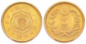 Japon
Meiji 
10 Yen, year 34 (1901),  AU 8.33 g. 900‰
Ref :  Fr.51, Y#33, JINDA 01-7
Conservation : PCGS MS64