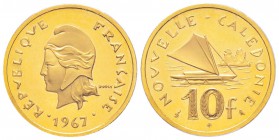 Nouvelle Calédonie, Piéfort or de 10 Francs, 1967, AU 23.46 g. 920‰ 
Ref : KM#5, Lec 82
Conservation : PCGS SP65
Quantité: 20 exemplaires. Rarissim...