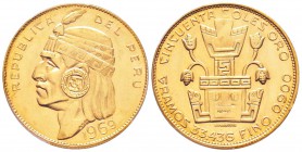 Peru, 50 Soles, 1969, AU 33.44 g. 900‰
Ref : Fr.77, KM#219 
Conservation : PCGS MS65
Quantité : 403 exemplaires. Rare