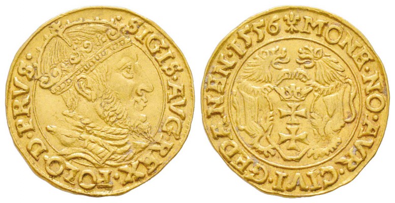 Poland
Sigismund II Augustus 1548-1572
Ducat, Gdansk (Danzig), 1556, AU 3.52 g...
