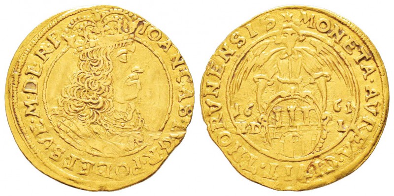 Poland
Jan II Casimir 1649-1668
Ducat, Torun, 1661, AU 3.40 g.
Avers : IOAN C...