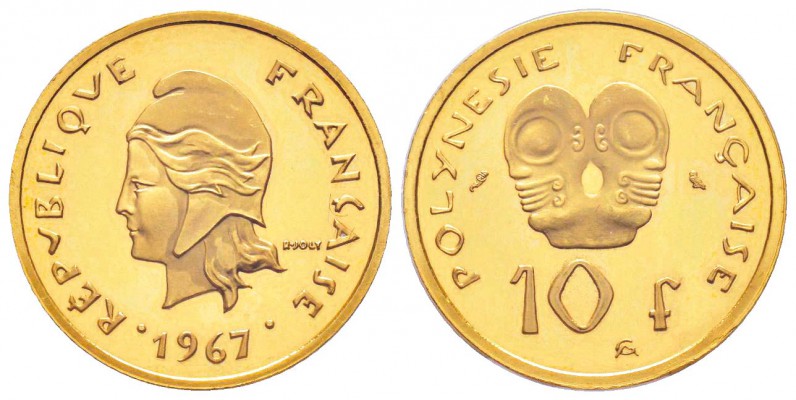 Polynésie Française
Piéfort or de 10 Francs, 1967, AU 23.46 g. 920‰ 
Ref : KM#...