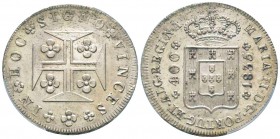 Portugal, Maria II 1834-1853
400 Reis, Lisbone, 1835, AG 14.65 g. 
Ref : KM#403.2
Conservation : PCGS MS65