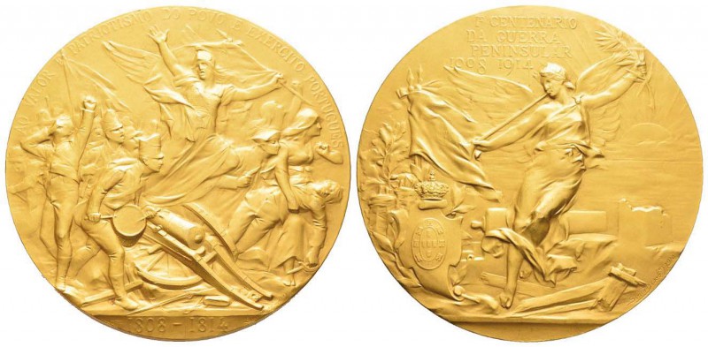 Portugal, Médaille en or, 1914, pour le centenaire de la guerre péninsulaire, AU...