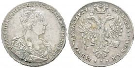 Russie, Catherine I 1724-1727
Rouble, St. Petersburg, 1727, AG 28.02 g.
Ref : KM#177.3, Dav.1666
Conservation: TTB