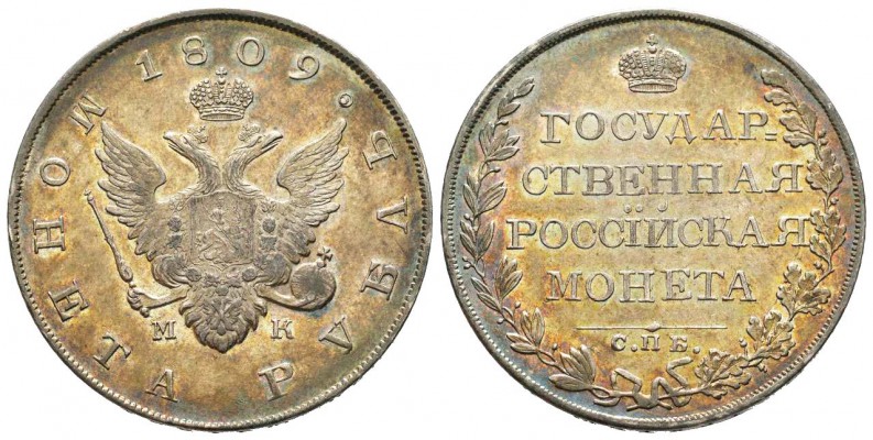 Russie, Alexandre I 1801-1825
Rouble, St. Petersburg, 1809 СПБ-AИ, AG 20.7 g. ...
