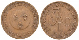 Russie, Module 2 Francs par Tiolier, Paris, 1814, AE 8.47 g. 
Ref : G.506b (1989)
Conservation : SUP-FDC