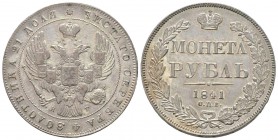 Russie, Nicolas I 1825-1855
Rouble, Saint-Pétersbourg, 1841 СПБ HГ, AG 21.15 g.               
Ref : C#168.1, Bitkin 161              
Conservation...